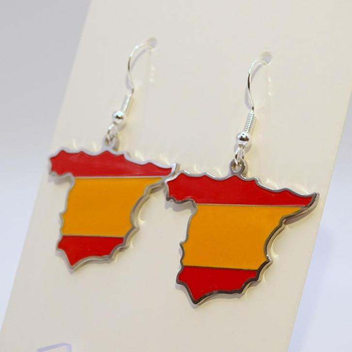 Oorbellen Spanje / Spaanse vlag, Sieraden, Tassen en Uiterlijk, Oorbellen, Nieuw, Hangers, Overige materialen, Zilver, Verzenden
