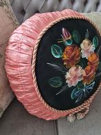 Antiek Frans kussen hand beschilderd op zijde, Antiek en Kunst, Curiosa en Brocante, Ophalen of Verzenden