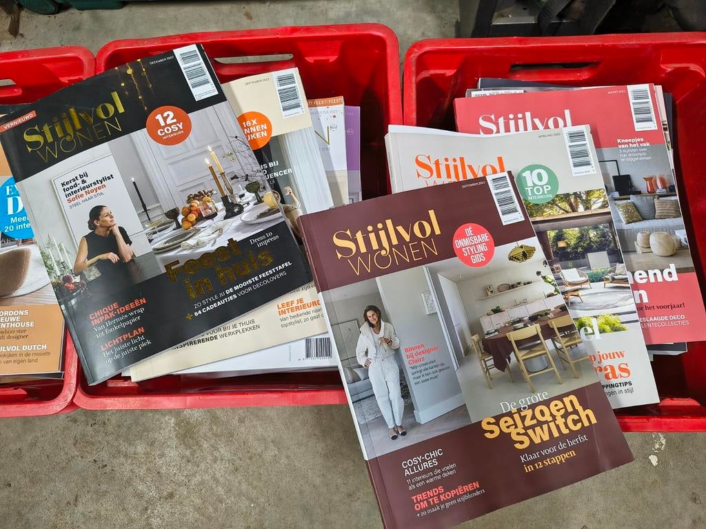 Stijlvol wonen magazines. Jaargangen 2019 tot 2024. 60 stuks, Ophalen, Zo goed als nieuw