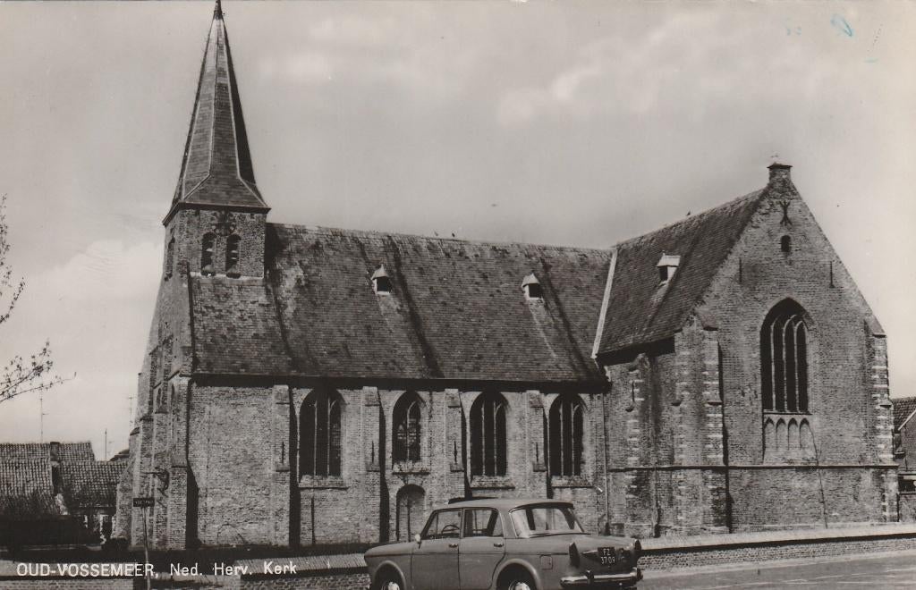 OUD VOSSEMEER Ned. Herv. Kerk met Neckar Auto FZ-37-09, Verzenden, 1960 tot 1980, Ongelopen, Zeeland