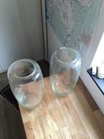 2 Grote Glazen Vazen - 45cm Hoog., Huis en Inrichting, Woonaccessoires | Vazen, Overige kleuren, Ophalen of Verzenden, Minder dan 50 cm