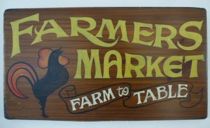 Handgeschilderd houten bord / Farmers Market / boeren markt, Huis en Inrichting, Woonaccessoires | Wanddecoraties, Nieuw, Ophalen of Verzenden
