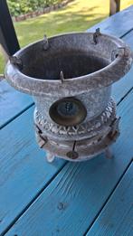 Grijs gewolkt emaille 1 pits petroleumstel met lont, Ophalen