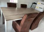 Grote eettafel (1.80m) + 4 stoelen met wielen, Huis en Inrichting, Tafels | Eettafels, Ophalen, Gebruikt, Overige materialen, 50 tot 100 cm