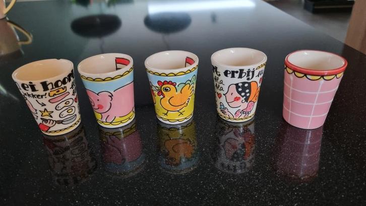 Blond Amsterdam Eierdopjes - Set van 5, Huis en Inrichting, Keuken | Servies, Gebruikt, Overige typen, Blond Amsterdam, Aardewerk