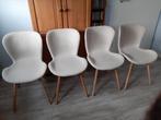 4 Eetkamerstoelen, beige stof, Ophalen, Gebruikt, Overige kleuren, Stof