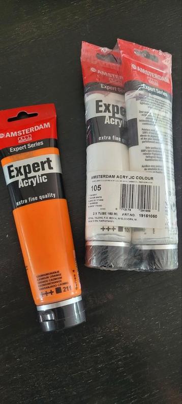 Acrylverf Amsterdam, nieuw 2x wit en oranje  beschikbaar voor biedingen