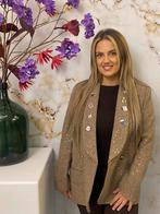 Bruine Blazer met Broches - Studio Present Zwanenburg, Kleding | Dames, Maat 38/40 (M), Bruin, Nieuw, Ophalen of Verzenden