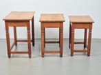 Art deco Eiken brutalist 3 bijzettafel mimiset ’20 Japandi, 45 tot 60 cm, Minder dan 55 cm, N, Ophalen of Verzenden