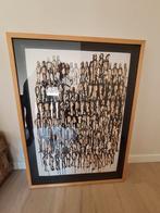 Schilderij mensenmassa abstract met massief eiken lijst, Huis en Inrichting, Ophalen, Zo goed als nieuw, Schilderij
