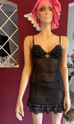 Zwarte sexy negligé met Kant, Kleding | Dames, Ondergoed en Lingerie, Ophalen of Verzenden, Zwart, Nachtkleding