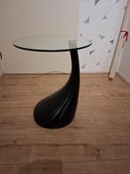 rond bijzettafeltje met glasplaat diameter 45cm, hoogte 55cm, Huis en Inrichting, Minder dan 55 cm, Gebruikt, Glas, Ophalen