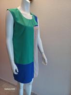 Blauw groen Colorblock crepe jurk, maat M, Maat 38/40 (M), Ophalen of Verzenden, Zo goed als nieuw, Boven de knie