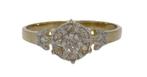 Diamanten rozet 14k gouden entourage dames ring luxe, Voordeelsieraden, Ophalen of Verzenden, Met edelsteen, Dame