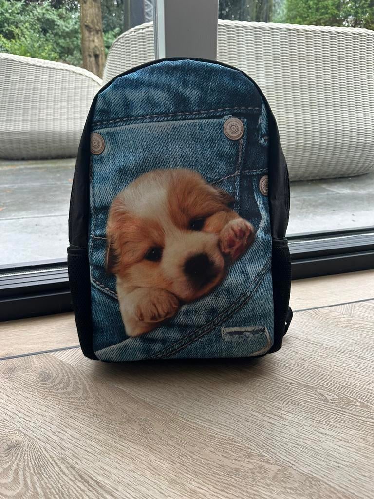 Hele unieke rugtas met print hond, Ophalen of Verzenden, Zo goed als nieuw, Overige merken, 30 tot 45 cm