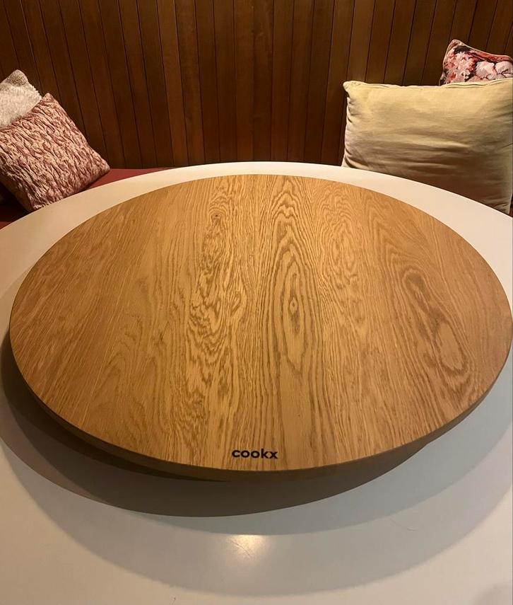 Eiken houten Lazy Susan, Draaiplateau, 80 cm doorsnede, Huis en Inrichting, Tafelonderdelen, Nieuw, Tafelblad, 100 tot 150 cm