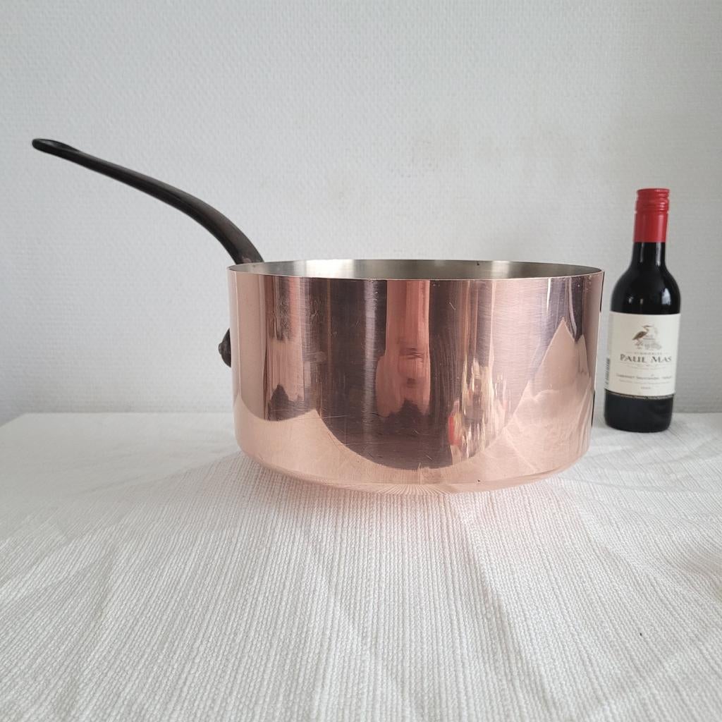 Tournus grote dikwandige koperen horeca pan sauspan steelpan, Ophalen of Verzenden, Gebruikt, Rvs, Koekenpan of Braadpan