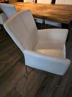 6 Wit/Crème Leren Eet Stoelen, Huis en Inrichting, Stoelen, Ophalen