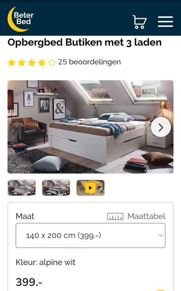 Bed met 3 opberglades + 2 lattenbodems