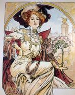 Alphonse MUCHA Paris Expo 1900 Metalen Wandbord Poster, Ophalen of Verzenden