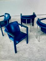 Leolux lerenCACHUCHA EETKAMER STOELEN., Huis en Inrichting, Blauw, Leer, Ophalen of Verzenden, Zo goed als nieuw