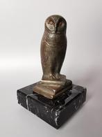 Amsterdamse school Art Deco sculptuur metalen uil op boeken, Verzenden