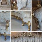 4-zits bank + 2 fauteuils, Ophalen, Hout, Gebruikt, Elegant en brocante