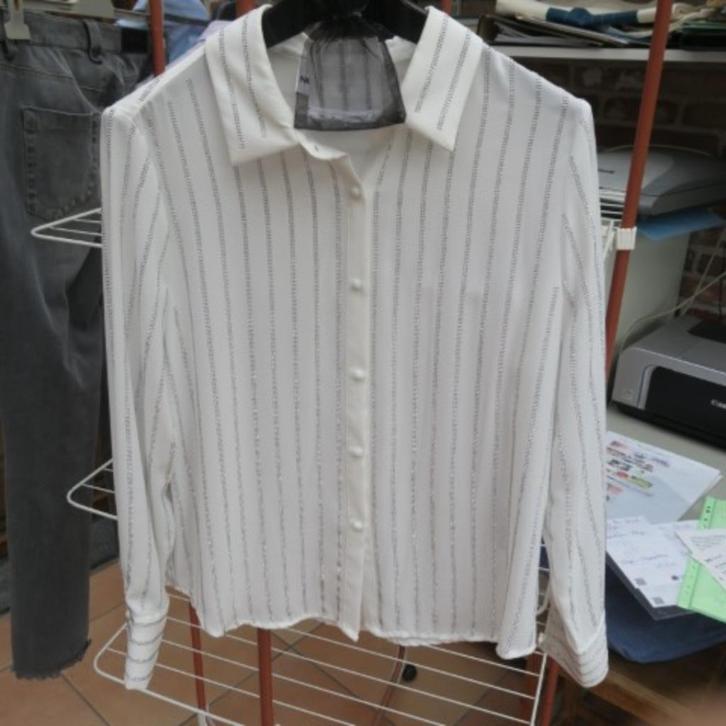 Blouse nieuw wit strepen studs NoSecrets mt 38-40 (it 42), Kleding | Dames, Blouses en Tunieken, Nieuw, Maat 38/40 (M), Wit, Ophalen of Verzenden