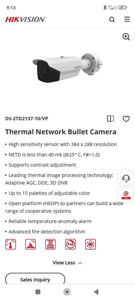 Hikvision thermol camera ds 2 td2137-10/vp, Audio, Tv en Foto, Videobewaking, Nieuw, Ophalen of Verzenden
