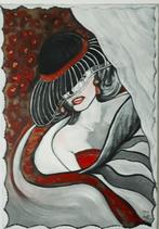 Glamoureuze dame 100cmx70cmx2cm eigen werk Aatje Wals, Ophalen of Verzenden
