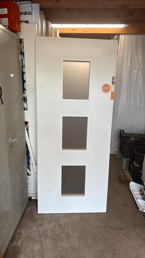 Opdek paneeldeur 83x201.5 cm melkglas linkshangend nr 808, Doe-het-zelf en Verbouw, Deuren en Horren, Nieuw, Binnendeur, 200 tot 215 cm