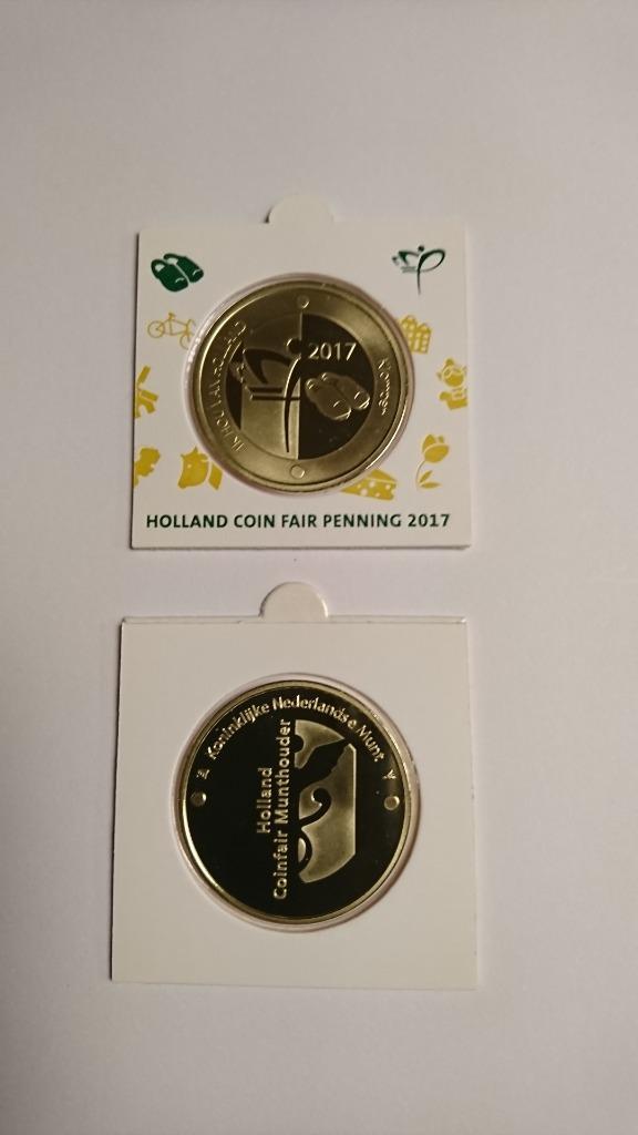 Penning Holland Coin Fair in messing, Postzegels en Munten, Penningen en Medailles, Overige materialen, Nederland, Verzenden
