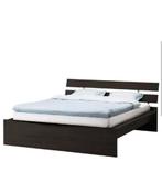 Ikea ZGAN Twijfelaar Bed + Matras & Lattenbodem, Ophalen, Zwart, Zo goed als nieuw, Twijfelaar