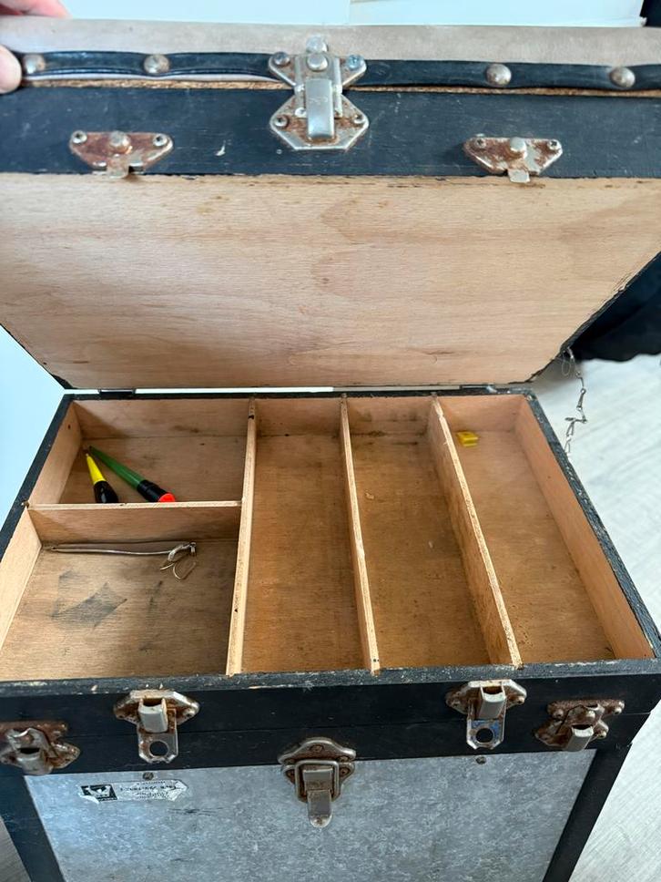 Oude Visserkoffer met leren riem, Watersport en Boten, Accessoires en Onderhoud, Gebruikt, Overige typen, Ophalen of Verzenden