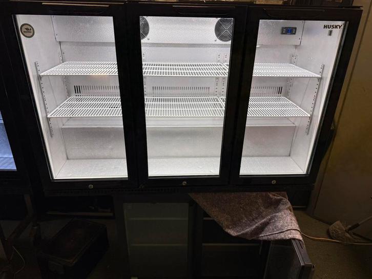 Husky glasdeur barkoeling 3 deurs, Witgoed en Apparatuur, Koelkasten en IJskasten, Zo goed als nieuw, Zonder vriesvak, 200 liter of meer