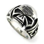 Harley Davidson ring met skull size 9, 19 tot 20, Nieuw, Zilver, IJzer of Staal
