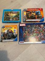 4 puzzels: Ravensburger Jurassic World en Marvel superhelden, Ophalen, Meer dan 50 stukjes, Zo goed als nieuw, 6 jaar of ouder