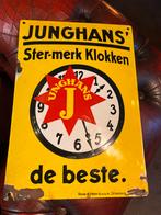 Zeldzaam Junghans Emaille Reclamebord - Ster-merk Klokken, Ophalen of Verzenden, Gebruikt