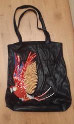 Leuke tas shopper zwart met papegaai en pailletten, Ophalen of Verzenden, Zo goed als nieuw, 30 cm of meer