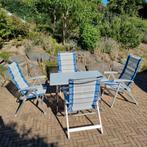 Dukdalf campingstoelen, voetenbank tafel met pootverstelling, Caravans en Kamperen, Kampeermeubelen, Ophalen, Gebruikt, Campingstoel