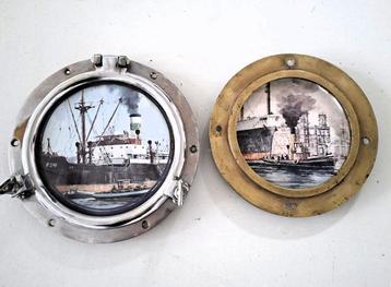 vintage patrijspoort decoratie schilderijtje scheepvaart beschikbaar voor biedingen