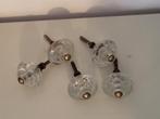 Vintage glazen kastknoppen / deurknoppen - set van 5, Ophalen of Verzenden, Gebruikt
