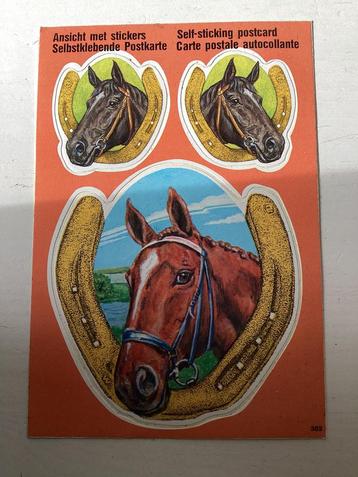 Ansichtkaart met stickers Paard en hoefijzer beschikbaar voor biedingen