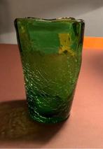 Vintage groene Murano Crackle handgeblazen vaas, Antiek en Kunst, Ophalen