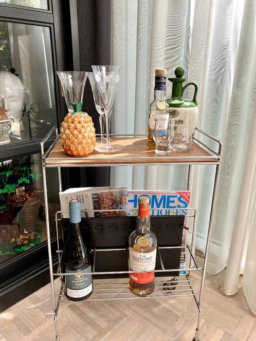 Vintage Dranken-Trolley met Lectuurhouder, Huis en Inrichting, Woonaccessoires | Overige, Gebruikt, Ophalen