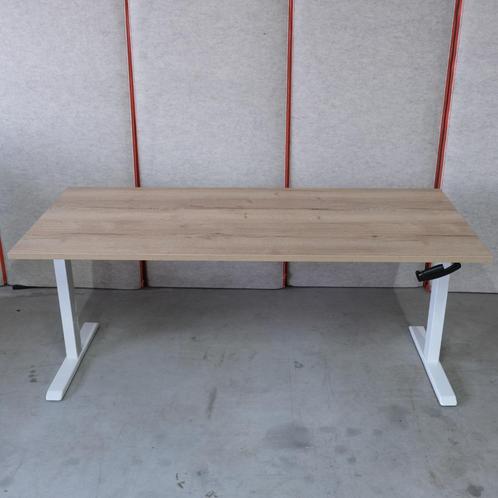 Slingerbureau zit-sta 180x80 cm - Wit frame - N.eiken - BR48, Huis en Inrichting, Bureaus, Nieuw, Bureau, Elektrisch, Ophalen of Verzenden