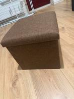 Bruine Opbergkruk / Voetenbankje, Huis en Inrichting, Banken | Voetenbanken en Poefen, Ophalen, Minder dan 50 cm, Vierkant, Zo goed als nieuw
