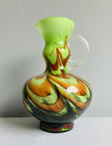 Opaline swirl (oor) vaas Italy Florence glas groen Space Age beschikbaar voor biedingen