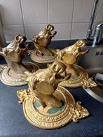 4x Messing paardenhoofden, decoratie, kapstok, Huis en Inrichting, Woonaccessoires | Kapstokken, Overige materialen, Gebruikt