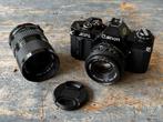 Canon AV-1 met 2 lenzen, Audio, Tv en Foto, Fotocamera's Analoog, Ophalen of Verzenden, Zo goed als nieuw, Spiegelreflex, Canon